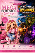 2 Pack imprimibles Fashion Dolls + Elemental Warriors